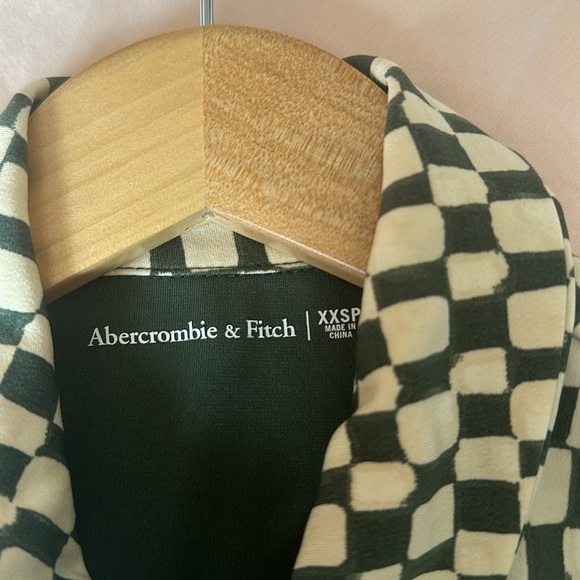 XXS Abercrombie checkered dress long sleeve green and cream - Picture 4 of 4